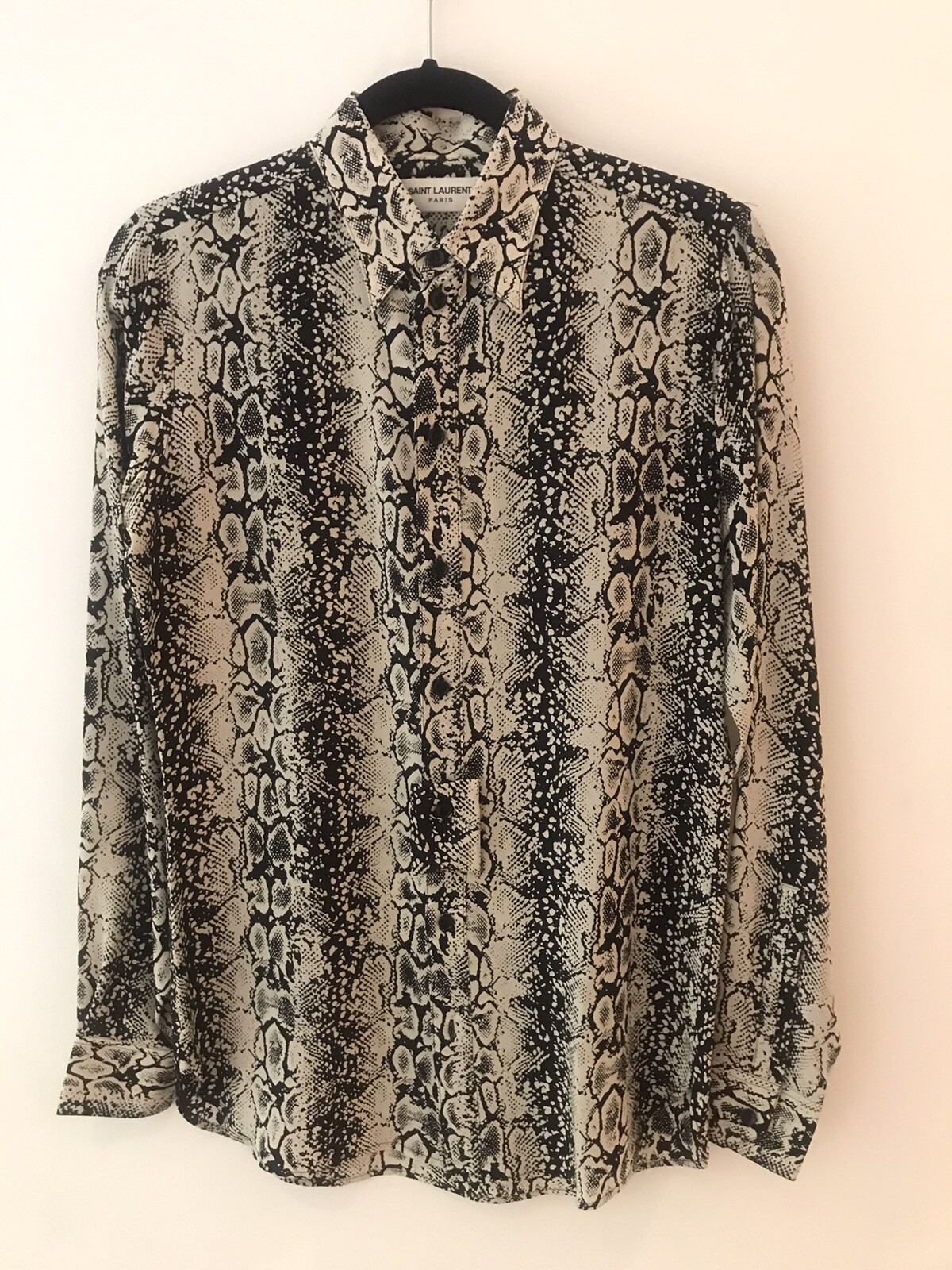 Camicia Saint Laurent Hedi Slimane FW16 stampa pitone seta 37 XS Celine