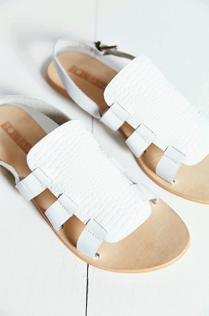 SAOLA Urban Outfitters Sol Sara Tessa sandalo pelle goffrata taglia 39 5 bianco