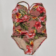 Women's Plus Size V-wire One Piece Swimsuit - Kona Sol - Pink Floral - 22W
