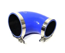 4-Ply 3"-4" ID 90 Degree Reducer Elbow Silicone Hose + T Bolt Clamp BLUE