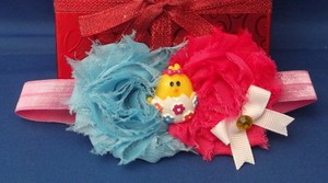 EASTER EGG CHICK Flower Handmade Hair Bow Head Band - Baby Girl Infant SALE