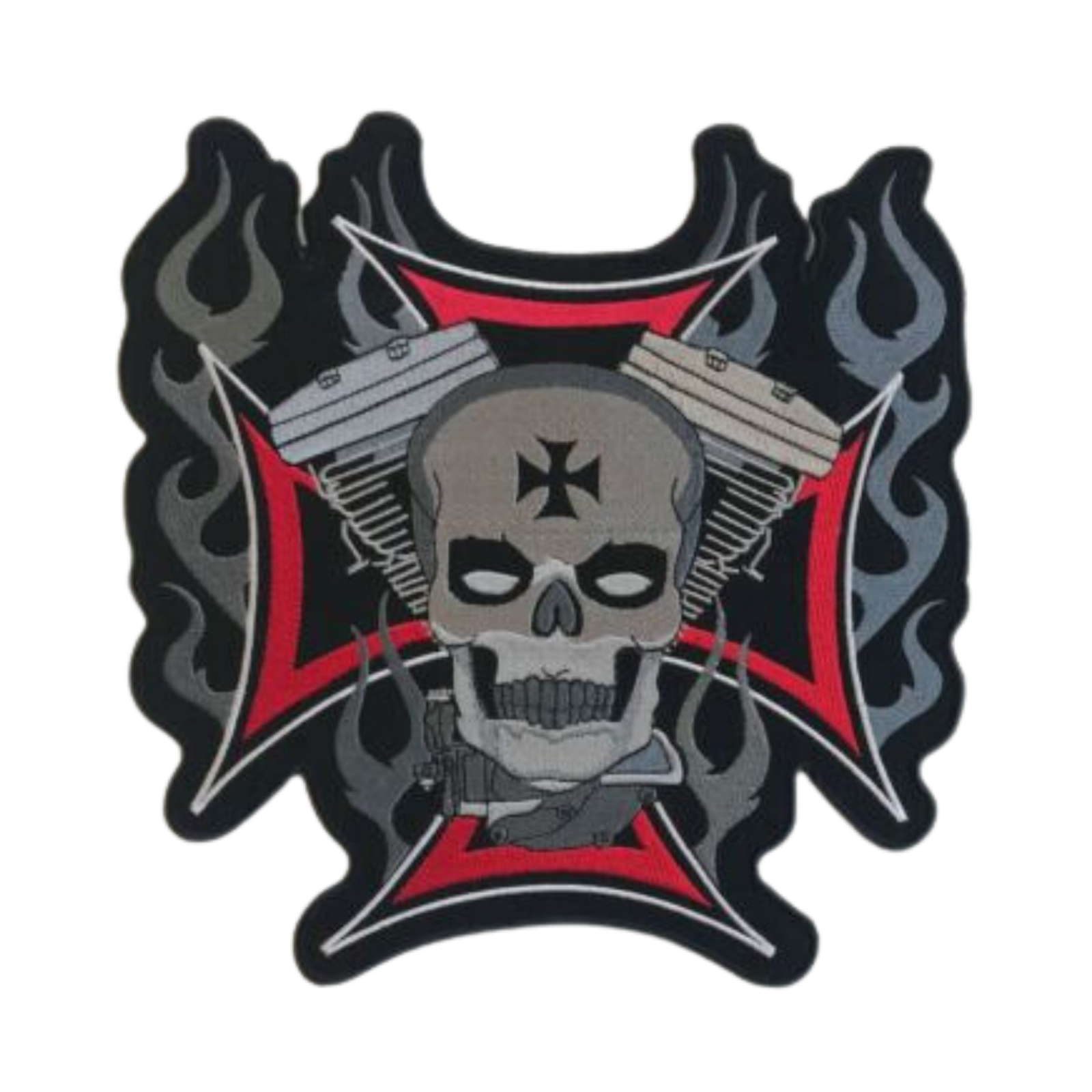 Motorcycles Rider Skull Flame Large Biker Jacket Back Sew On Embroidered Patch