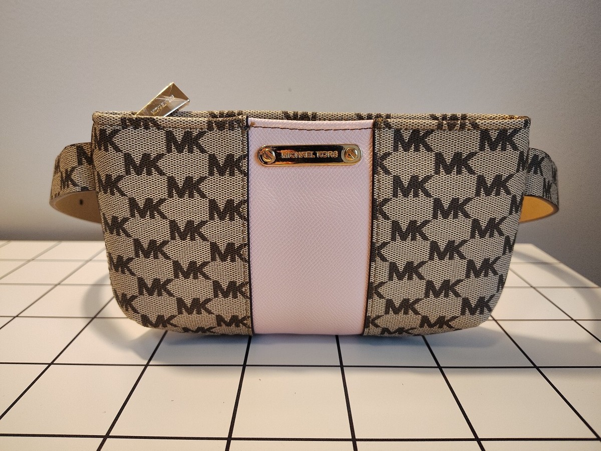Michael Kors MK Logo Brown Tan Belt Bag Fanny Pack Purse Size S/M Handbags Michael Michael Kors Logo Belt Bag Best Michael  main image 2