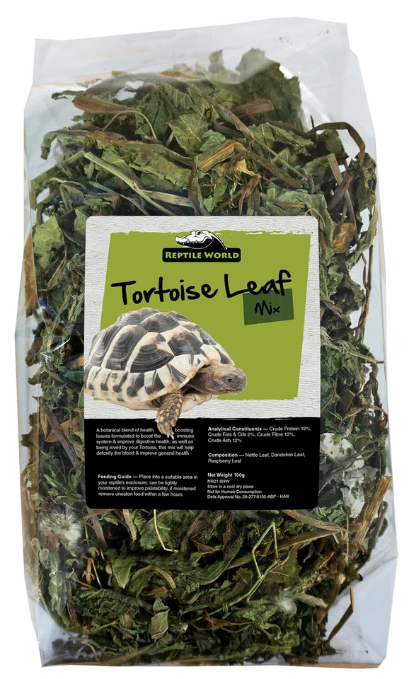 Reptile World Tortoise Leaf Mix 100g - Bearded Dragon, Iguana, Dandelion, Nettle
