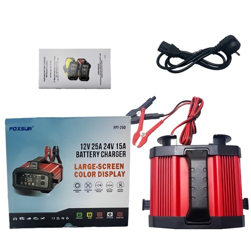 Cargador Batería Coche 12V-25A 24V-15A Litio LiFePO4 AGM GEL SLA Reparación - Imagen 10 de 12