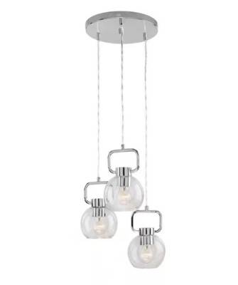 Elle Decor DS18930 3-Light Chrome Pendant with Clear Glass Shades