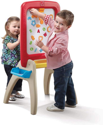 All around Easel for Two, Kids Activity Table, Double-Sided Art Board, Made of D