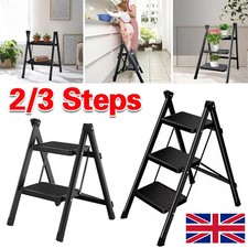 2 / 3 Step Ladder Folding Portable Compact Heavy Duty Anti-Slip Mat Stool UK