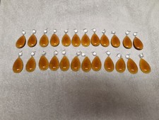 Lot of 24 Amber/Clear 2-piece Chandelier Crystal Prisms Teardrop Smooth