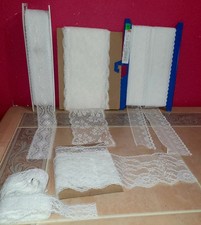 Vintage zestaw białej koronki piękna duża tkanina śrubowa 