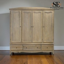 Solid Oak Triple Wardrobe with Limewashed Finish, Camille Range RRP £1899
