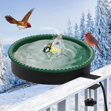 2 in 1 Heated Bird Bath for Outdoors for Winter,100W Bird Bath Heater with Therm