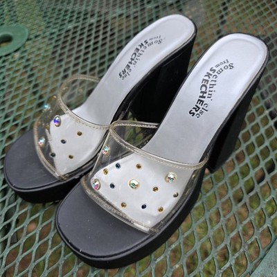 Skechers y2k 90s Somethin' Else Rhinestone Platform Pumps Heels Shoes Sz 7