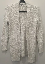 Symple NYC Long Open Cardigan Gray Fuzzy Cozy Size XS Coquette Cottagecore