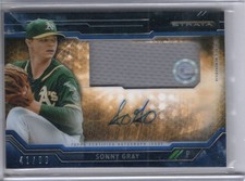 RARE Sonny Gray 2015 Topps Strata Auto Relic 41/99 Oakland A's