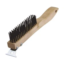 Warner 10" 4x16 Row, Wood Handle Wire Brush w/Scraper, 11083 Wire w/Scraper