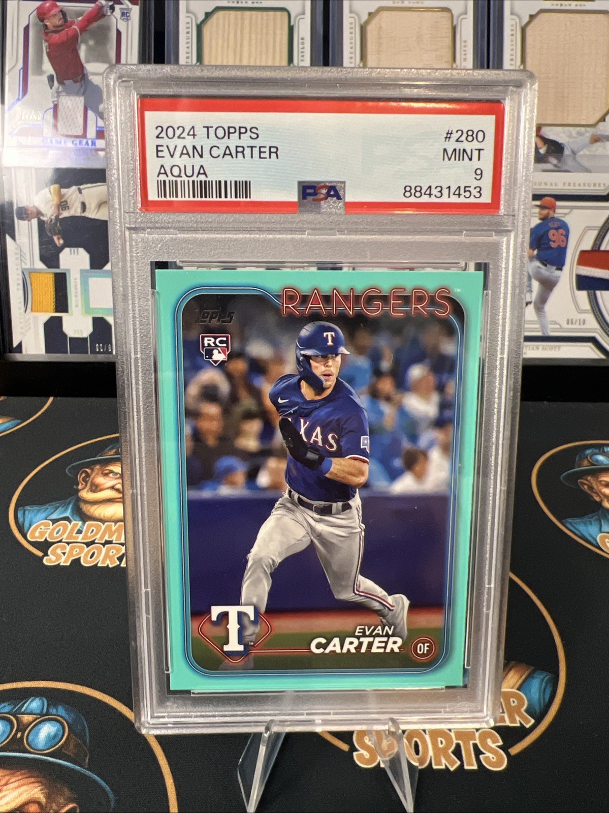 2024 Topps Series 1 - Evan Carter #280 Aqua Parallel  (RC) PSA 9 Mint