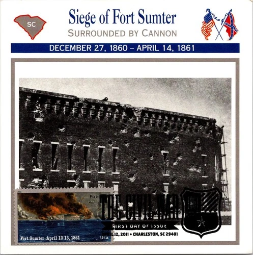Dr Jim Stamps Maximum Card Fort Sumter 1861 Forever The Civil War Fdc