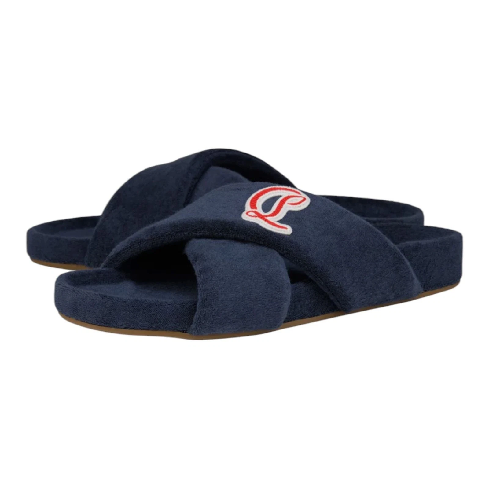 Christian Louboutin — Christian Louboutin Slides EU 42 UK 8 US 9 Medium Marine Suede Sandals Red Sole