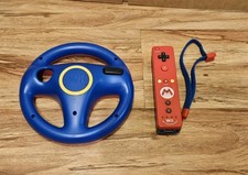 Wii U Mario Kart Steering Wheel Attachment Red Remote Controller Tested