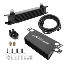 Universal Transmission Oil Cooler 7 Row 10AN w/Thermostatic Sandwich Adapter