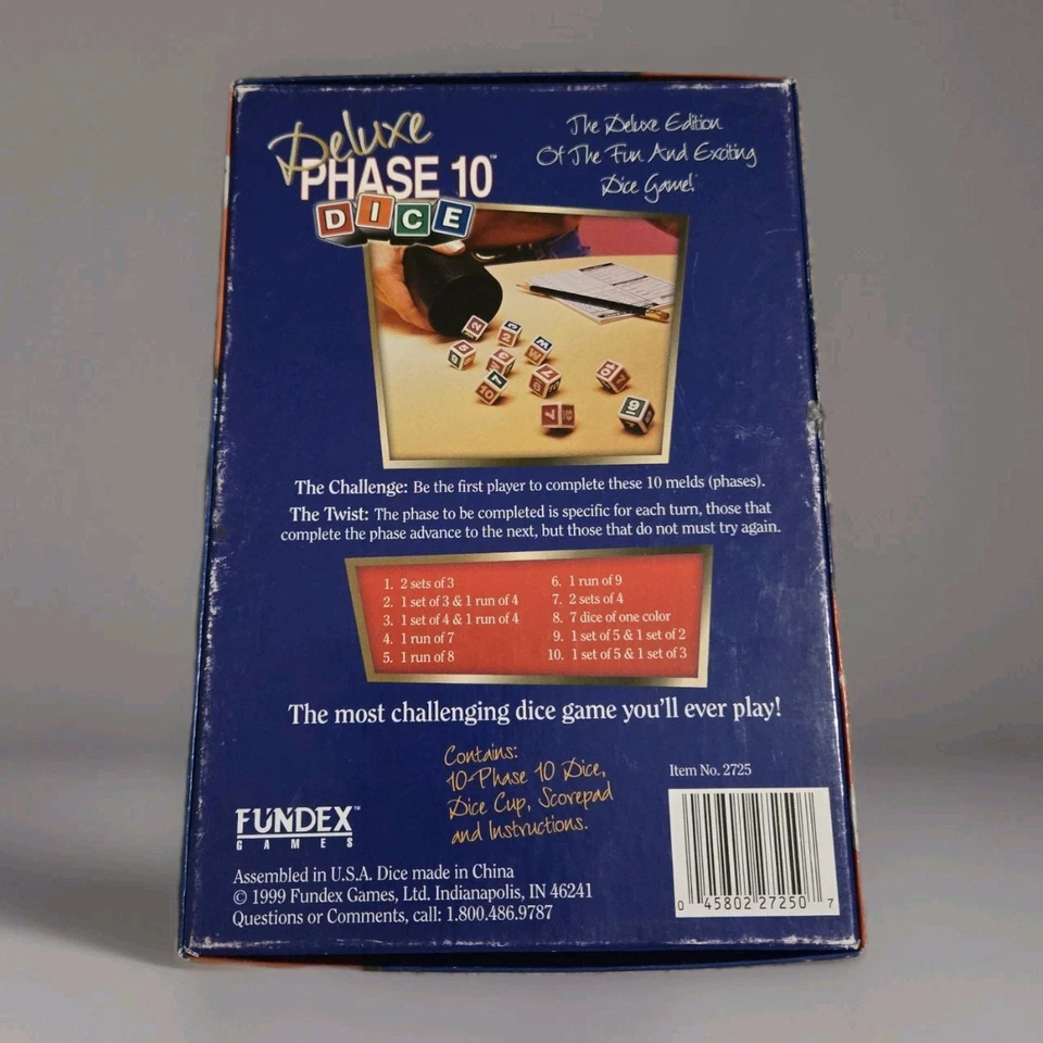 Fundex 1999 Vintage Deluxe Phase 10 Dice Game Complete - Scorepad & Instructions - Image 4 of 4