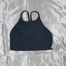 NWT Lululemon Flow Y Wrap-Front High-Neck Bra, size 4, Dark Gray