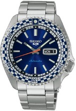Seiko SRPK65K1 Men’s Seiko 5 Sports Checker Flag Special Edition Silver Watch