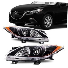Headlight Assembly Compatible with Amber-Clear-Black/for 2010-2013 Mazda 3