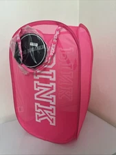 Victoria's Secret Pink Popup Mesh Laundry Basket + Lingerie Wash Black Bag