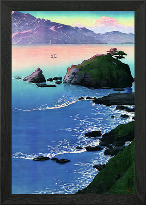 Ukiyo e The Beach of Kude Framed Wall Art Poster Canvas Print Picture