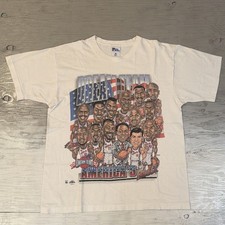 Vintage 1996 Pro Player USA Dream Team Caricature Olympics Basketball Shirt Sz L