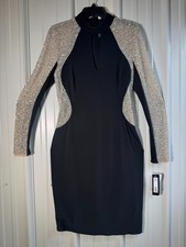 XSCAPE Studded Illusion Choker Sheath Dress Black/Nude Size 10 - NWT