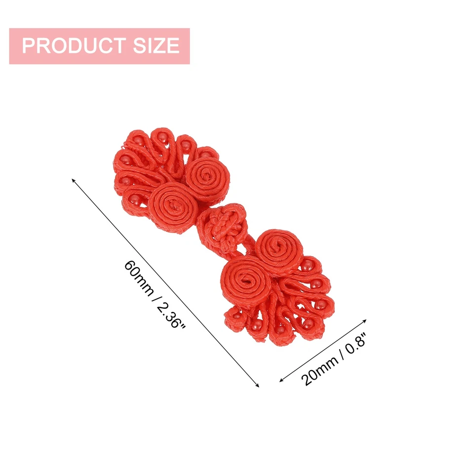 10 Pack Chinese Closure Buttons Chinese Knots Frog Buttons Red - Image 2 of 4
