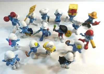 Lot of 12 Peyo Smurfs Figurines 2011 Papa Brainy Painter Chef Etc. Good cond.
