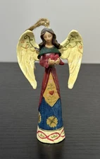 4.25” Christmas Ornament Angel With Wings Holding A Heart Ceramic Resin VTG