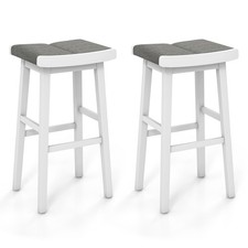 Set of 2 Saddle Bar Stools Bar Height Backless Kitchen Island Pub Chairs Gray