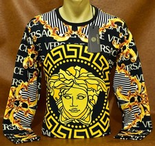 Versace Męska koszula z długim rękawem z monogramem kwiatowym Rozmiar 3XL Klatka piersiowa 23,6 cala