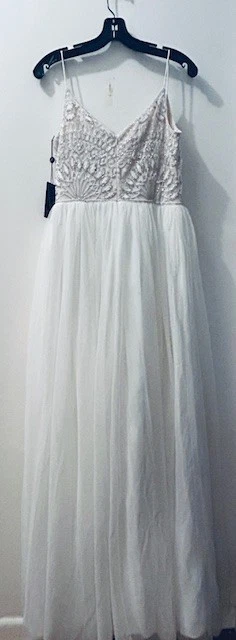 Adrianna Papell Violetta Ivory Pink Beaded Bodice Tulle Wedding Prom Dress NWT 4 - Image 4 of 4