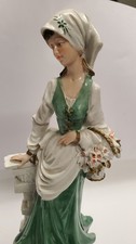2 AURO BELCARI Large Capodimonte Hand Painted Figurine Ladies. Signed figurines 
