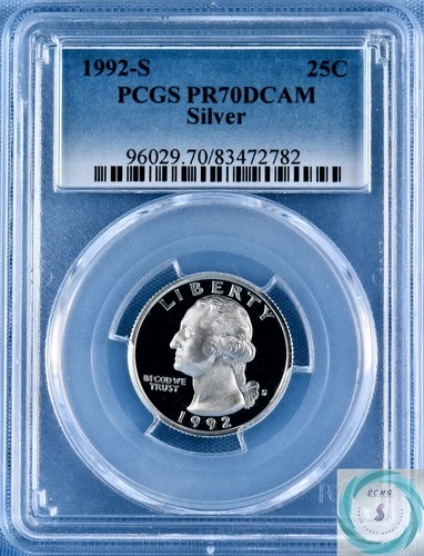 1992-S Proof Washington Quarter PCGS PR70DCAM Silver - Perfect DCAM!