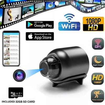 32GB SD Card, HD 1080P Mini Camera WiFi Camcorder Security Cam For Home