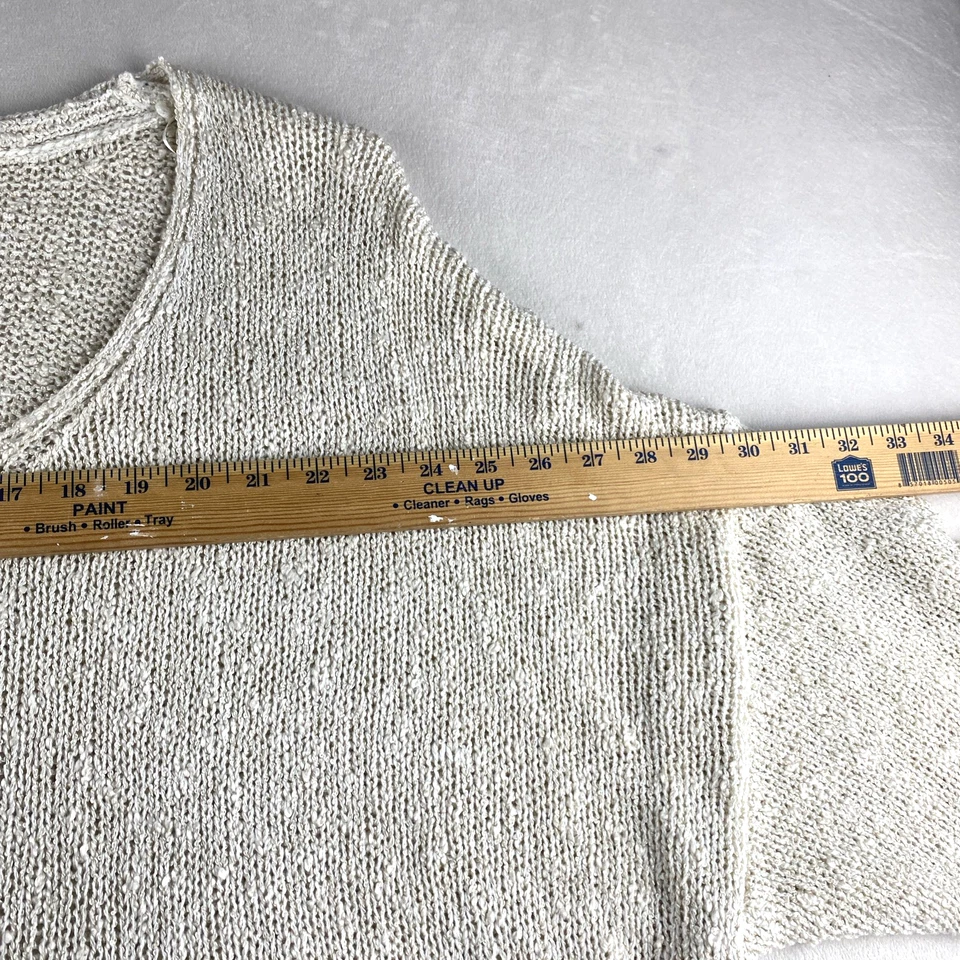 Easel  Knit Oversized Cream Sweater Kangaroo Pocket Sz XL/1X  Comfort 3/4 Sleeve - Image 3 of 4