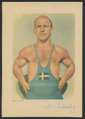 1952 SWEDISH ALLERS SAMLARSERIE 7'' x 10'' OLLE ANDERBERG #38 SWEDEN WRESTLING