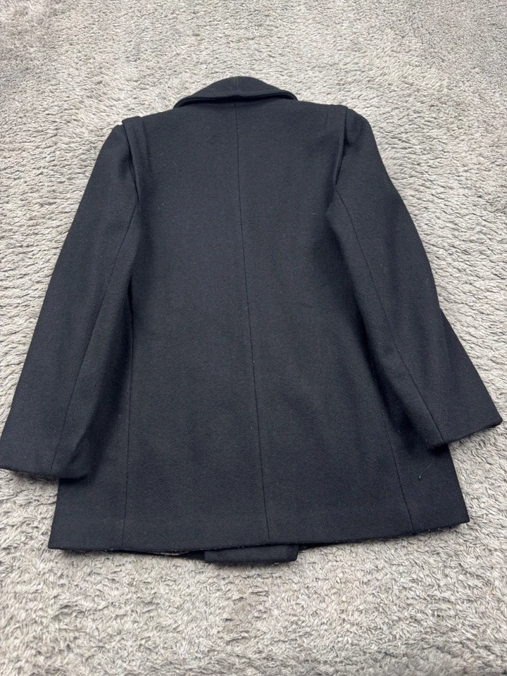 Chaqueta Herman Kay Mujer Pequeña Negra Lana Doble Pecho Guisante Abrigo De Colección Dinero Antiguo Foto 2 de 4