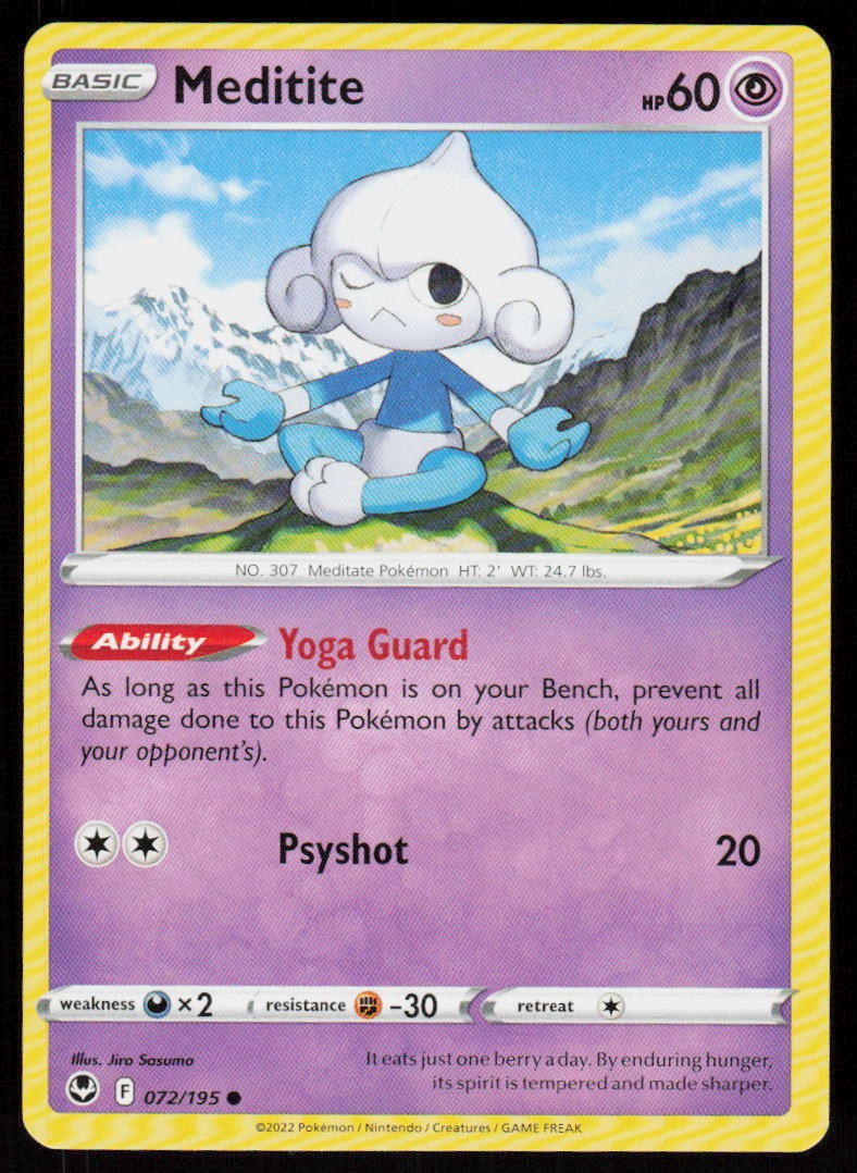 Meditite 072/195 Common Silver Tempest Pokemon Lightly Played
