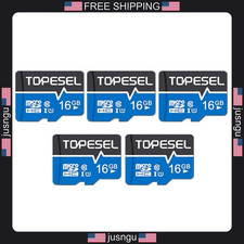 Micro SD Card 16GB 5 Pack with Adapter for Smartphone, Camera, Dash Cam