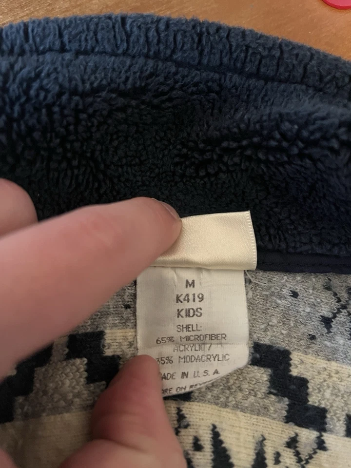 Pullover vintage LL Bean polar 1/4 cremallera copo de nieve patrón geométrico niños mediano Foto 4 de 4