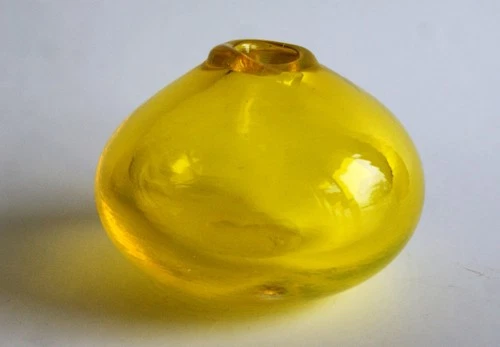 Vintage Yellow Squeezed Art Glass Vase Murano Style 4"