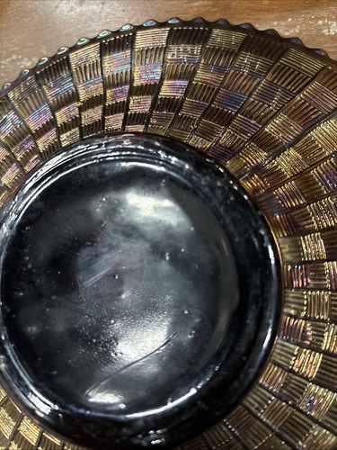 Northwood Carnival Glass THREE FRUITS Amethyst Bowl 8 3/4" Pie Crust Saw Tooth - Picture 10 of 10